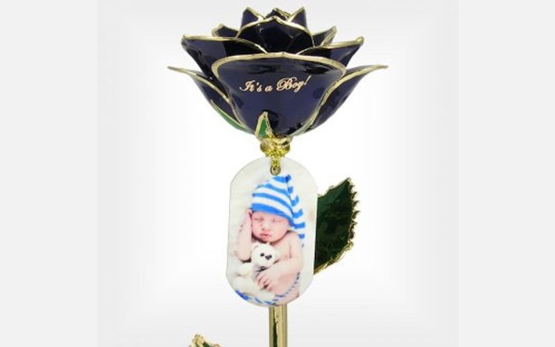 Personalized It's A Boy Photo Rose, Stand & Gift Box