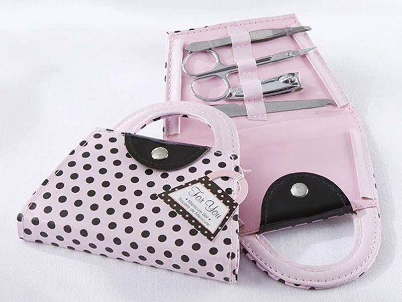 Pink Polka Dot Purse Manicure Set Bridal Shower Favor