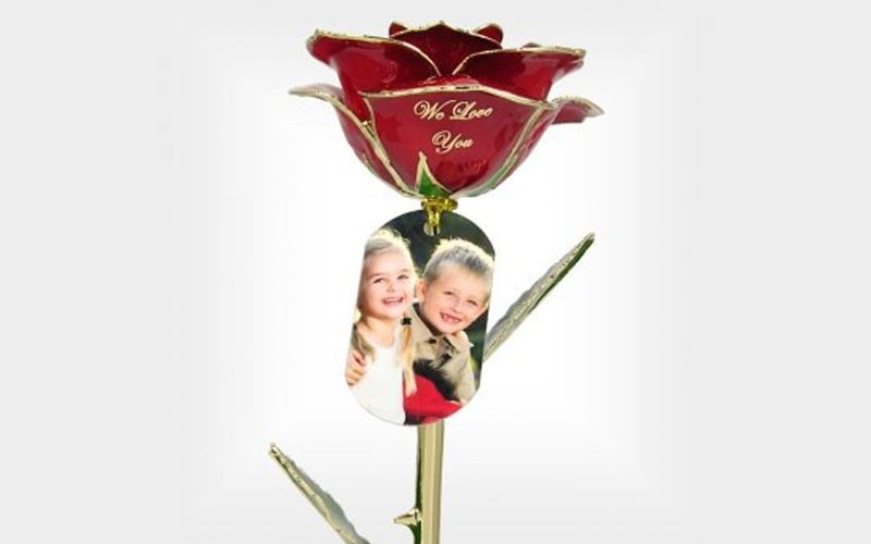 Personalized Photo Rose for Mom from the Kids with Stand & Gift Box