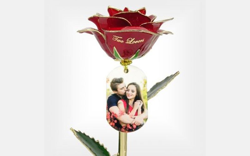 Personalized Valentine's Day Photo Rose, Stand, Gift Box
