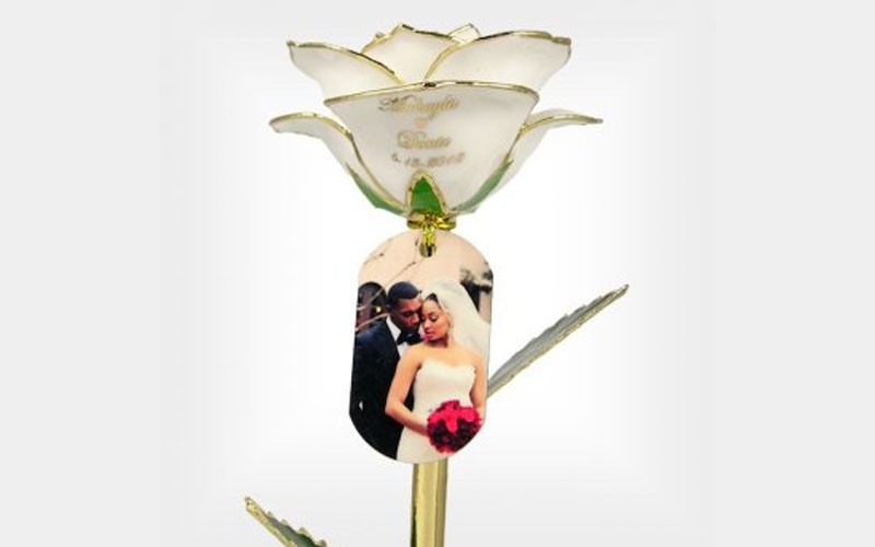 Personalized Anniversary Photo Rose, Stand & Gift Box