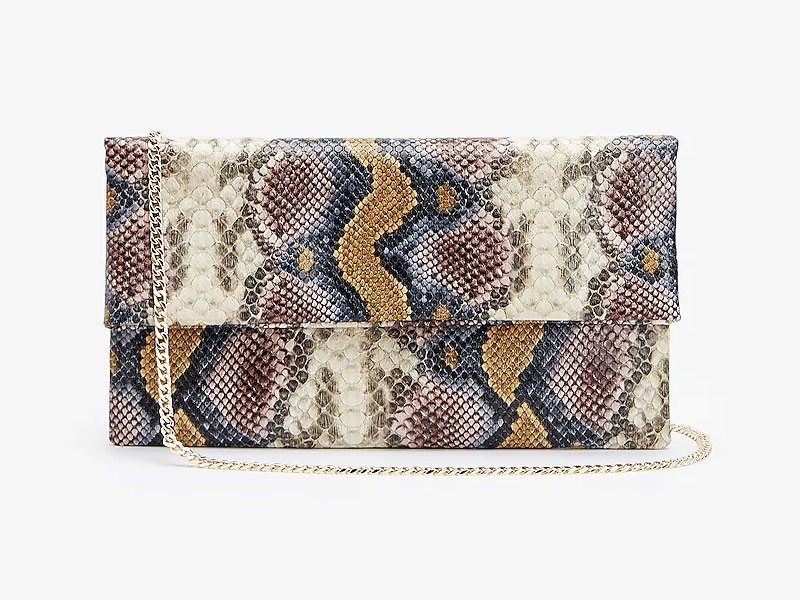 Multi Color Snakeskin Textured Clutch For Women