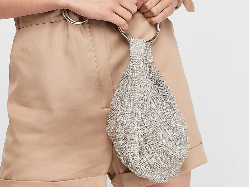 Metallic Soft Knit O Ring Bag For Women