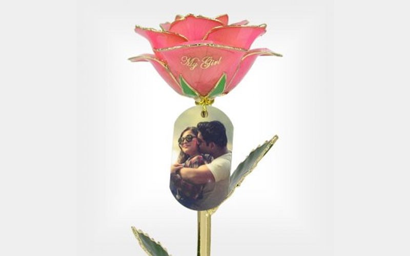 Personalized My Girl or Guy Photo Rose, Stand & Gift Box