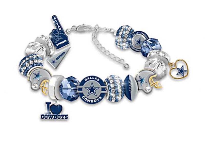 Fashionable Fan Cowboys Beaded Charm Bracelet