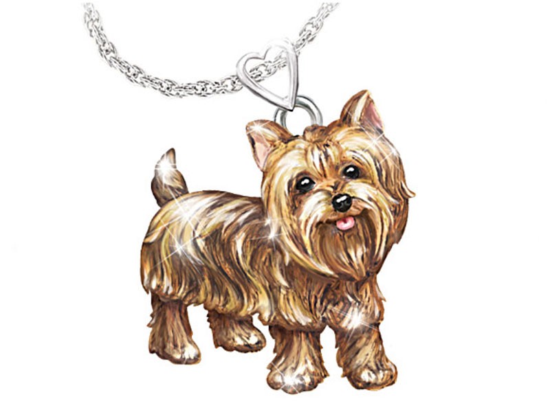 Diamond Dog Pendant Necklace With Movable Legs And Tail