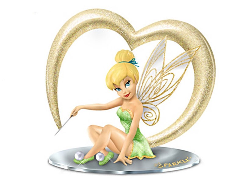 Disney Tinker Bell Figurine With Glitter and Mirror Base