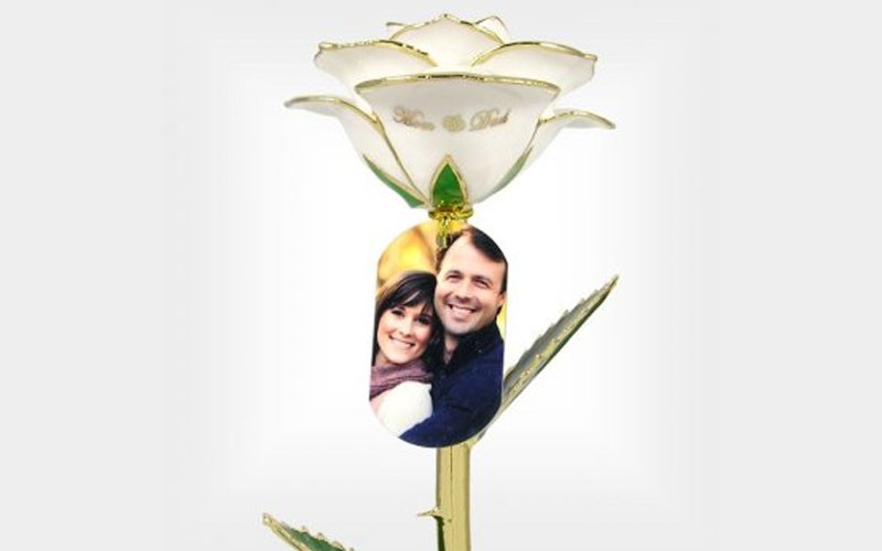 Personalized Anniversary Photo Rose for Parents with Stand & Gift Box