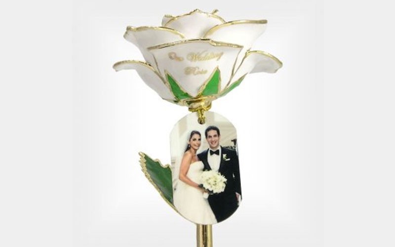 Personalized Wedding Photo Rose with Stand & Gift Box