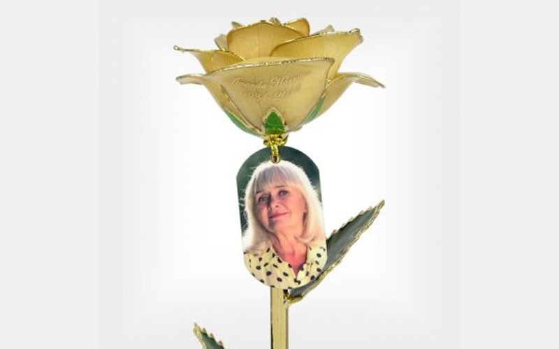 Personalized Memorial Photo Rose with Stand & Gift Box