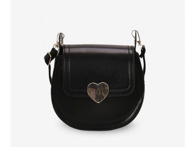 Leather Heart Flap Saddle Bag