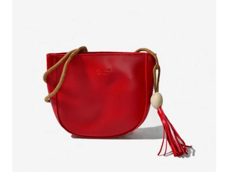 Zip PU Tassel Solid Crossbody Bag