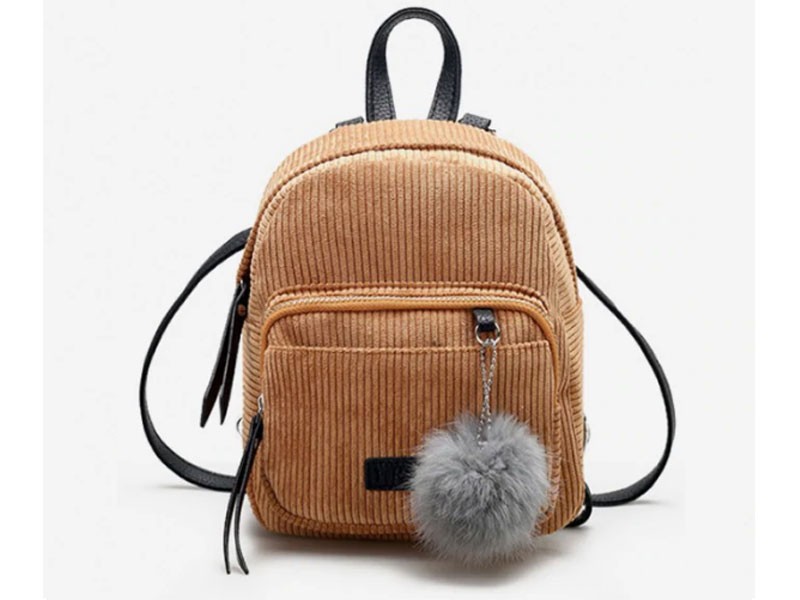 Canvas Fuzzy Ball Small Backpack