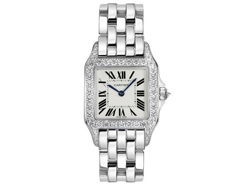 Cartier Santos Demoiselle Solid 18k White Gold Women's Watch WF9004Y8