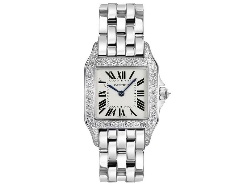 Cartier Santos Demoiselle Solid 18k White Gold Women's Watch WF9004Y8