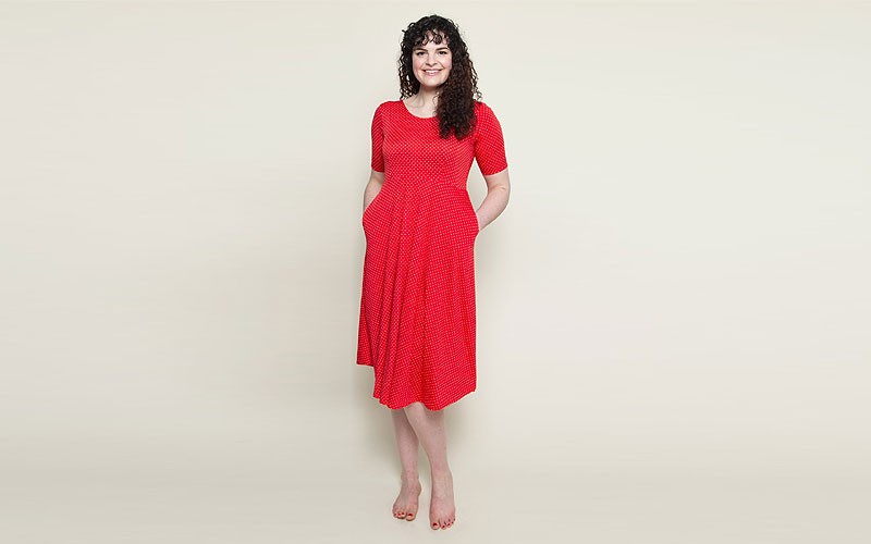 Maria Dress - Red with White Pin Dots