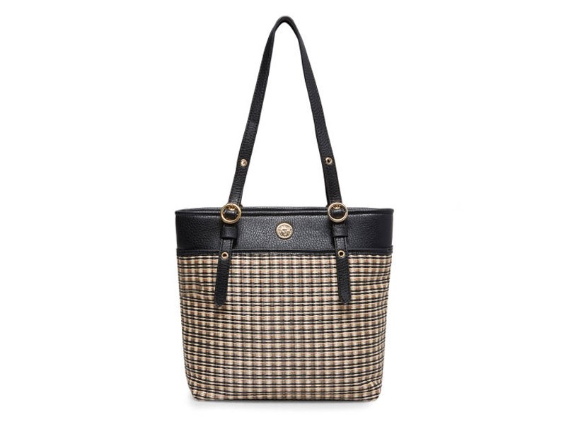 Anne Klein Straw Pebble Pocket Tote