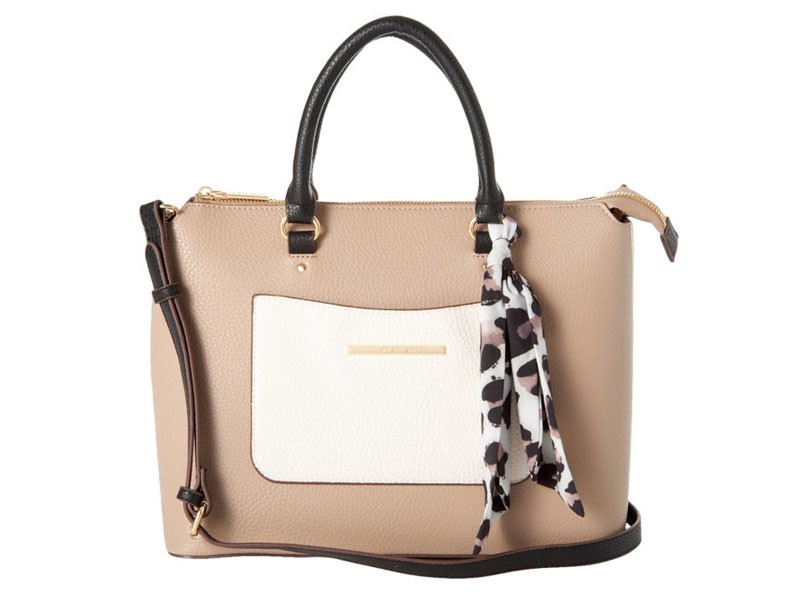 Anne Klein Top Zip Satchel with Scarf Truffle