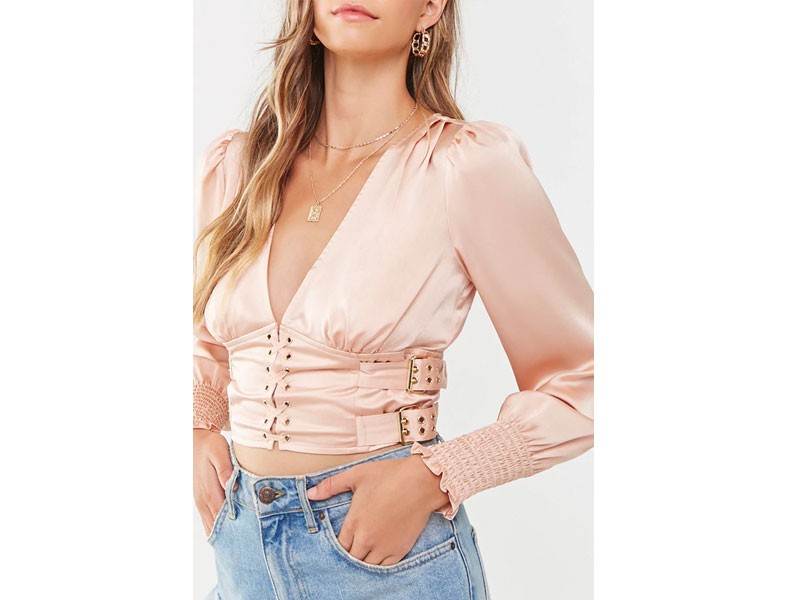 Satin Crisscross Crop Top For Women