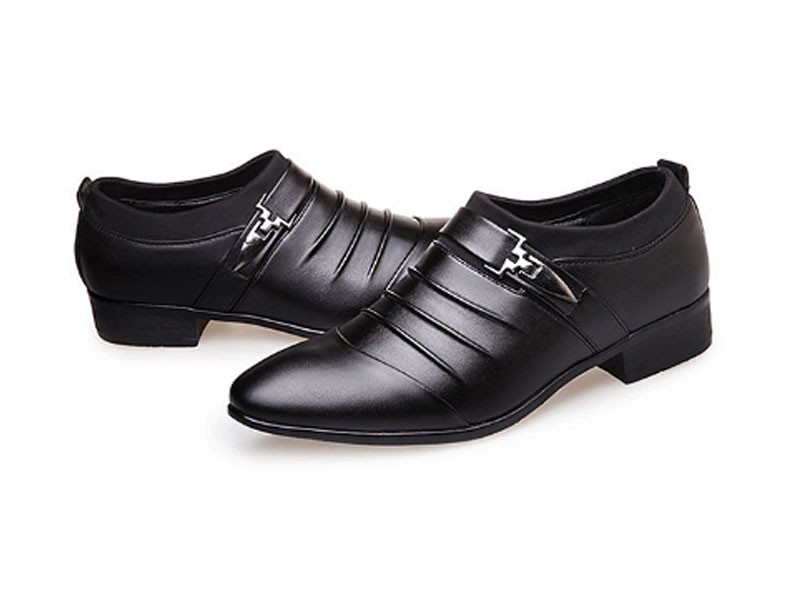 Classic Metal Buckle Ponited Toe Business Dress Wedding Shoes For Men
