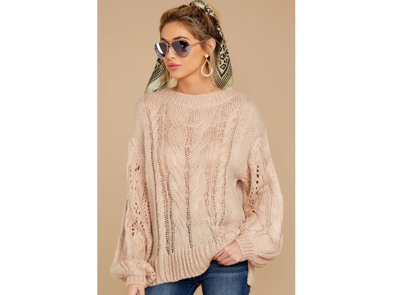 Crossroad Ahead Taupe Sweater For Women