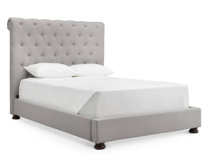 Emma Tufted King Fabric Bed Gray