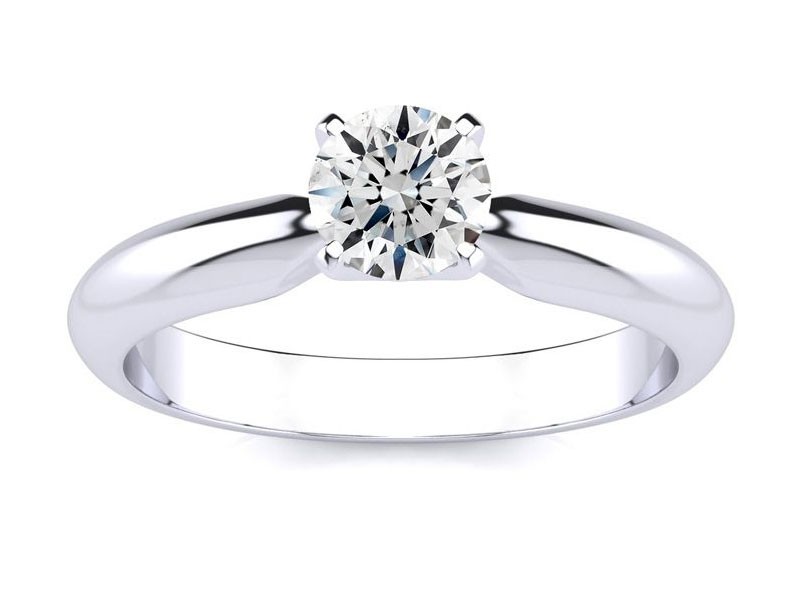 Colorless Diamond Solitaire Engagement Ring in White Gold