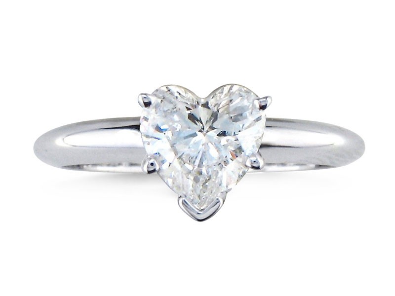 Carat Heart Shape Diamond Solitaire Ring In 14k White Gold
