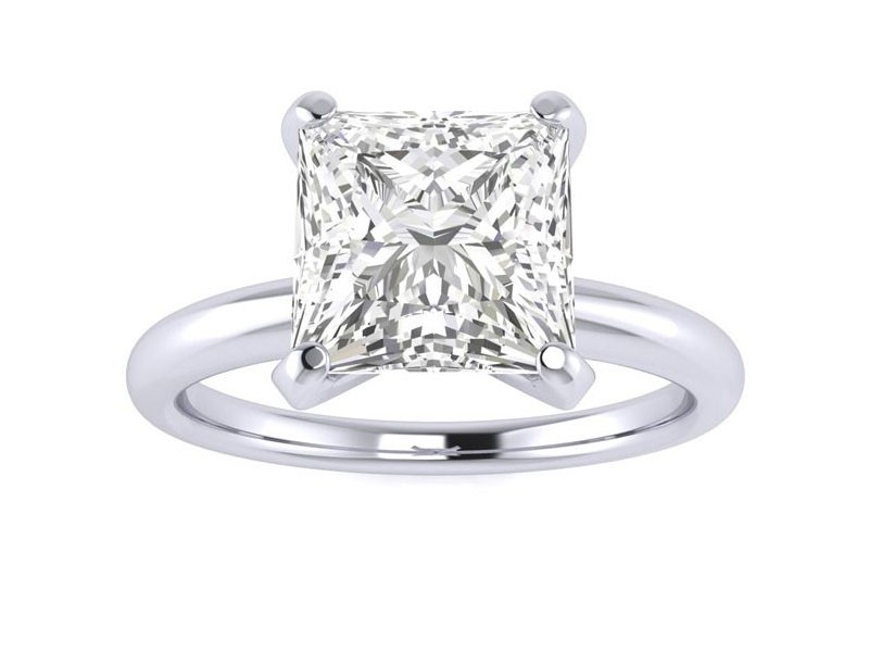 Princess Cut Diamond Solitaire Engagement Ring In 14K White Gold