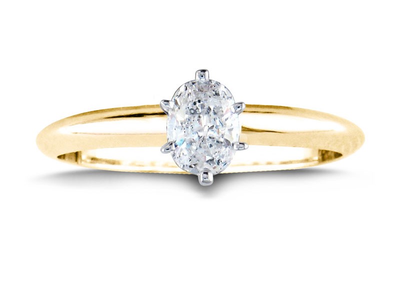 Carat Oval Shape Diamond Solitaire Ring In 14k Yellow Gold