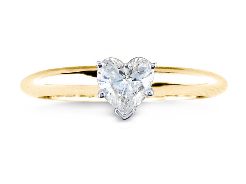 Carat Heart Shape Diamond Solitaire Ring In 14k Yellow Gold