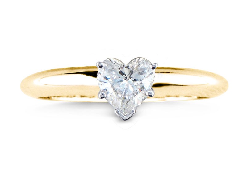 Carat Heart Shape Diamond Solitaire Ring In 14k Yellow Gold