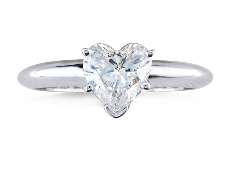 Carat Heart Shape Diamond Solitaire Ring In 14k White Gold