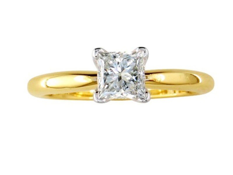 Carat Princess Diamond Solitaire Engagement Ring in 14k Yellow Gold