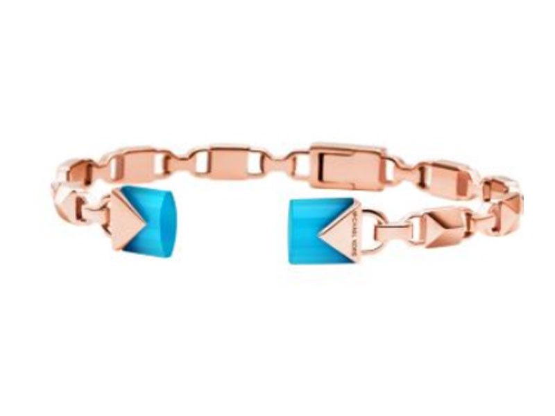 Michael Kors Women's Semi Precious 14K Rose Sterling Silver Hinged Cuff