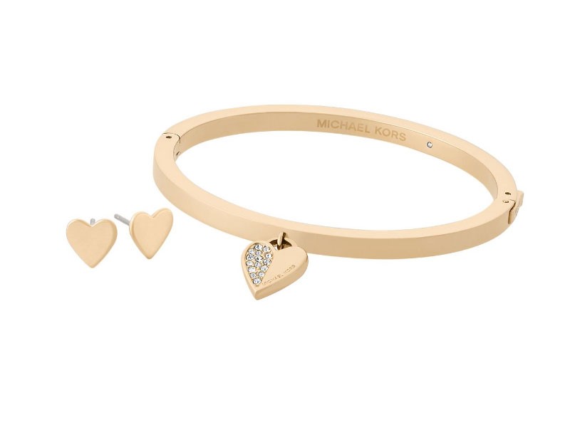 Michael Kors Women's Gold-Tone Heart Hinged Earrings Set