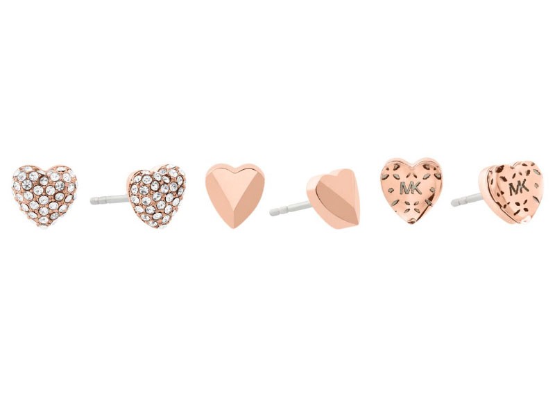 Michael Kors Women's Logo Love Rose Gold-Tone Stud Earring Set