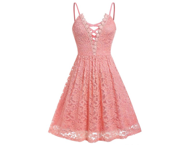 Criss Cross Lace Plus Size Cami Women's Mini Dress