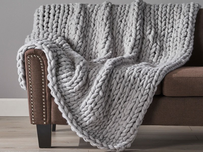 Jacqueline Modern Knit Stitch Fabric Rectangle Throw Blanket