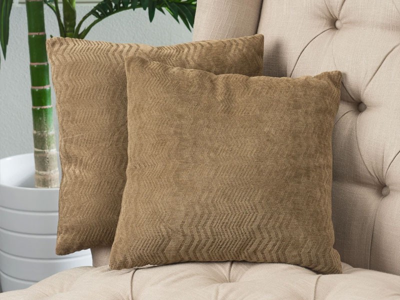 16.5 Inch Brown Jacquard Fabric Throw Pillows