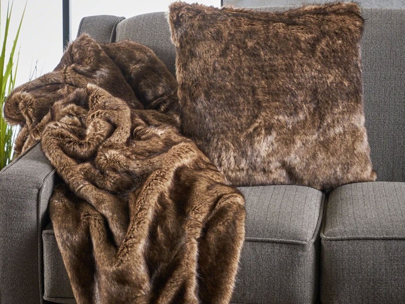 Trepida Faux Furry Pillow and Throw Blanket Combo