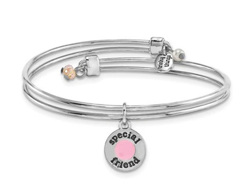 Bridal Special Friend Charm Silver Bracelet Bangle