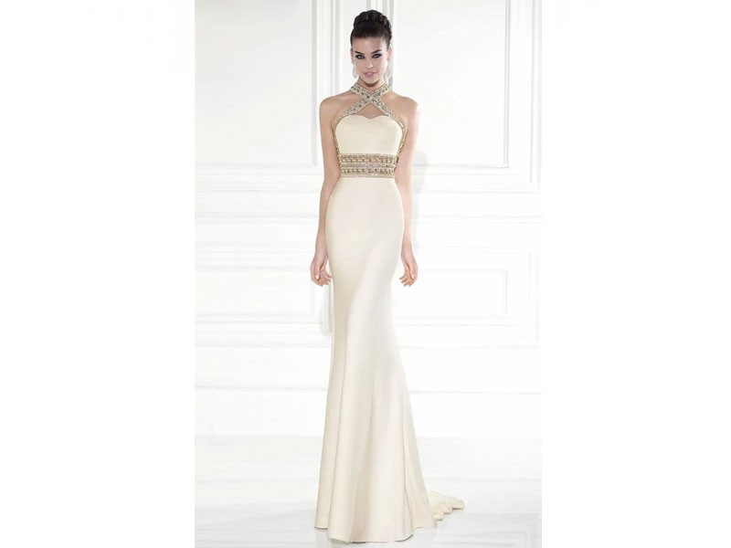 Halter Strap Style Gown Tarik Ediz 92530 Women's Dress
