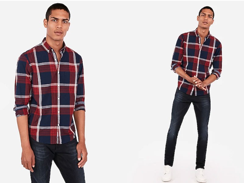 Classic Plaid Pattern Soft Wash Button Down Shirt For Men