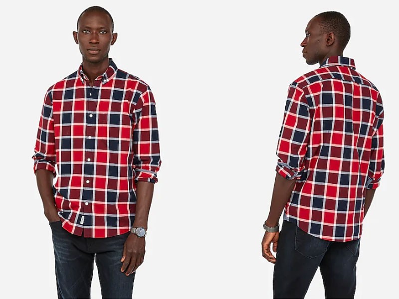 Slim Plaid Soft Wash Button Down Shirt For Men