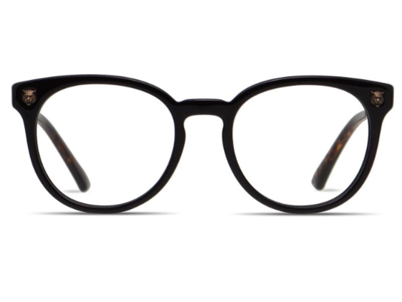 Women's Gucci GG0219O Shiny Black Gold Eyeglasses