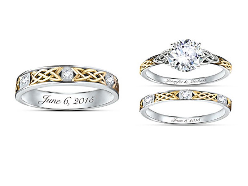 Irish Trinity Knot Custom His & Hers Diamonesk Wedding Rings