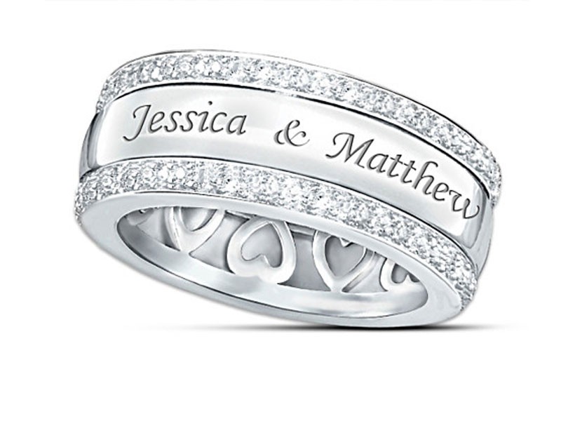 Forever Love 12-Diamond Spinning Band Personalized Ring