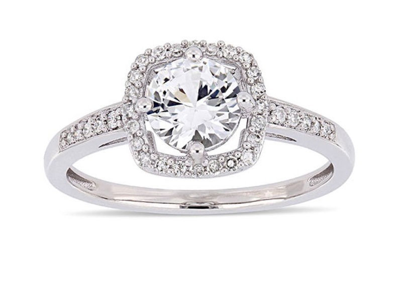 Women's Gemstone Classics 10kt White Gold & White Sapphire Ring