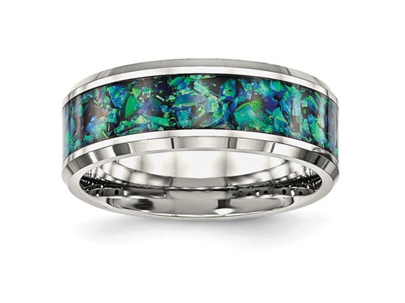 Men's Gentlemen's Classics Silver & Blue Imitation Opal Band